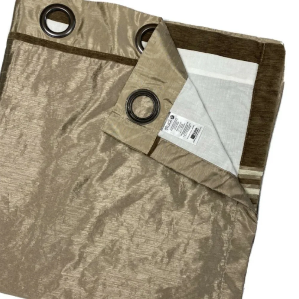 Discontinued Luxury Curtain Panel Brown Silk Long